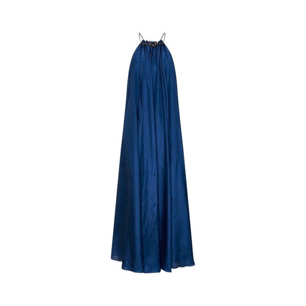 Zimmermann Women Cobalt Silk Aster Dark Gathered Beaded Maxi Dress